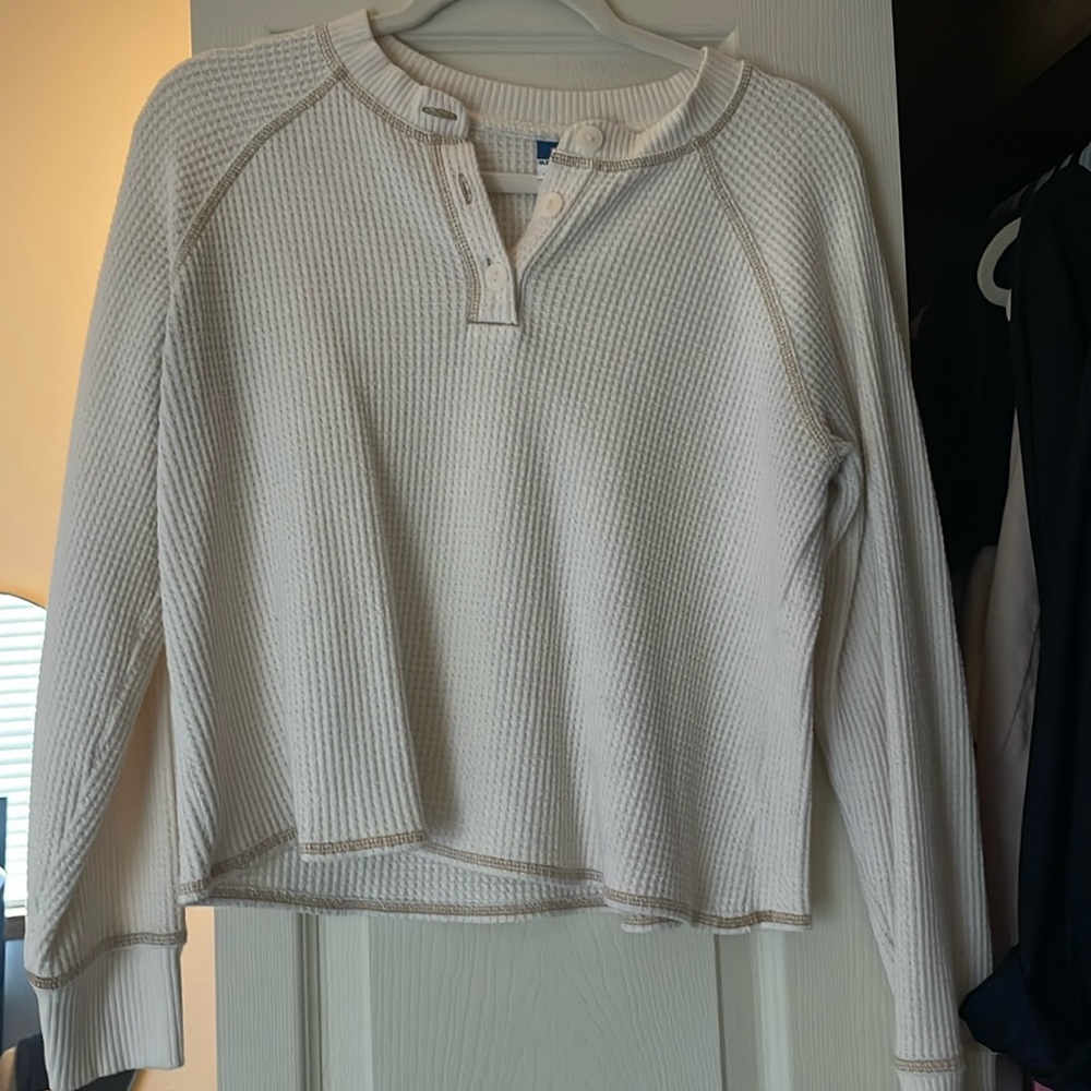 Neutral waffle knit top